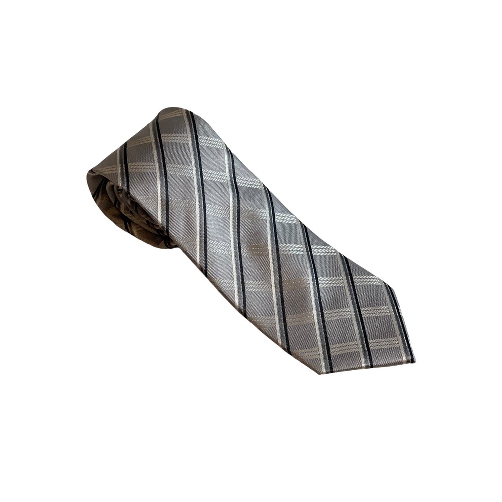 Men's Silve Striped Lord R Colton ROYAL LABEL‎ Neck Tie - Silver, Gray, Black!!!